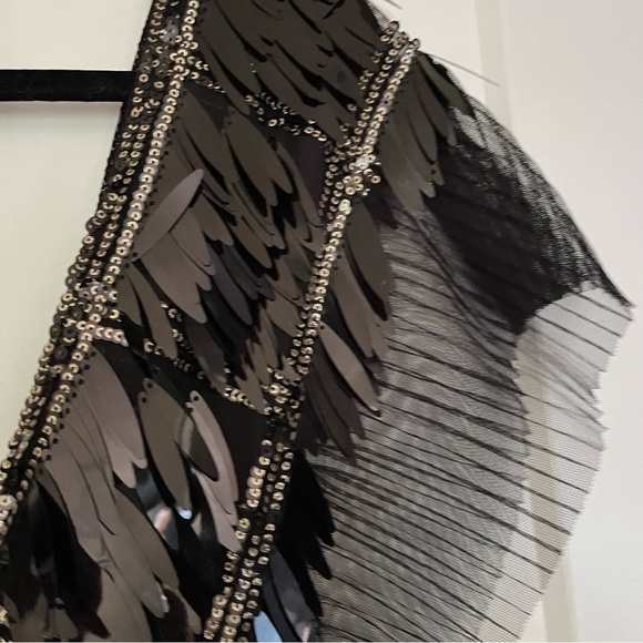 NWOT stunning gauzy witchy floaty sequined  flutter sleeved maxi dress - Picture 5 of 9